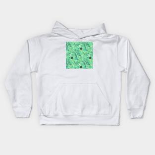 Green Floral Pattern Kids Hoodie